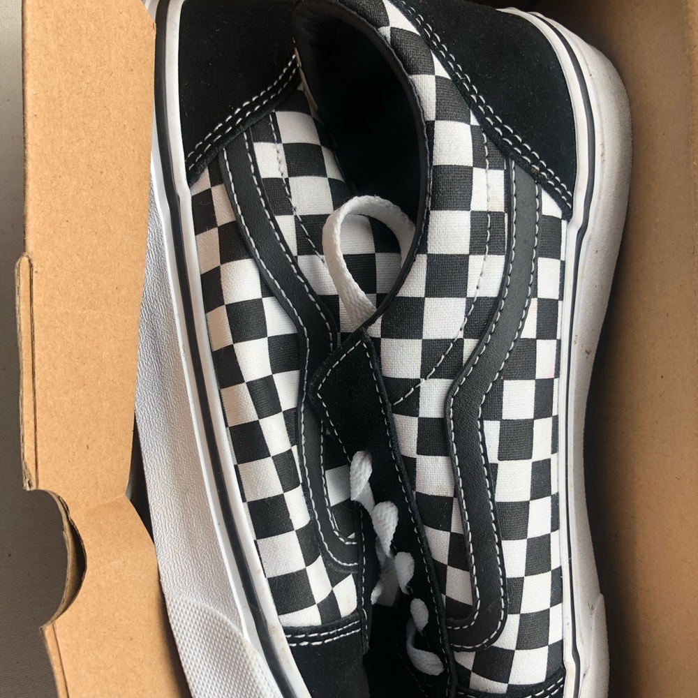 Black and white Checkered vans youth size 7